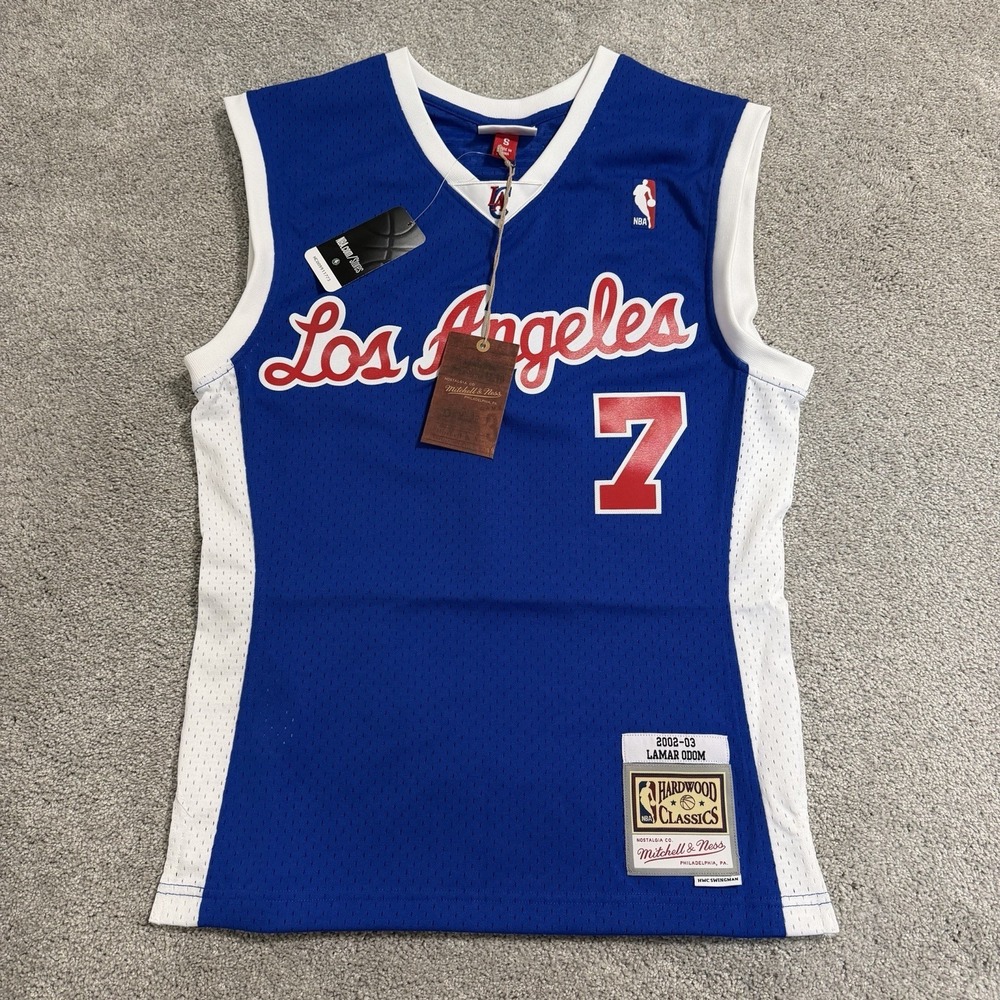 Mitchell & Ness Lamar Odom Los Angeles Clippers Jersey Mens Sz S Blue 2002-03 LA